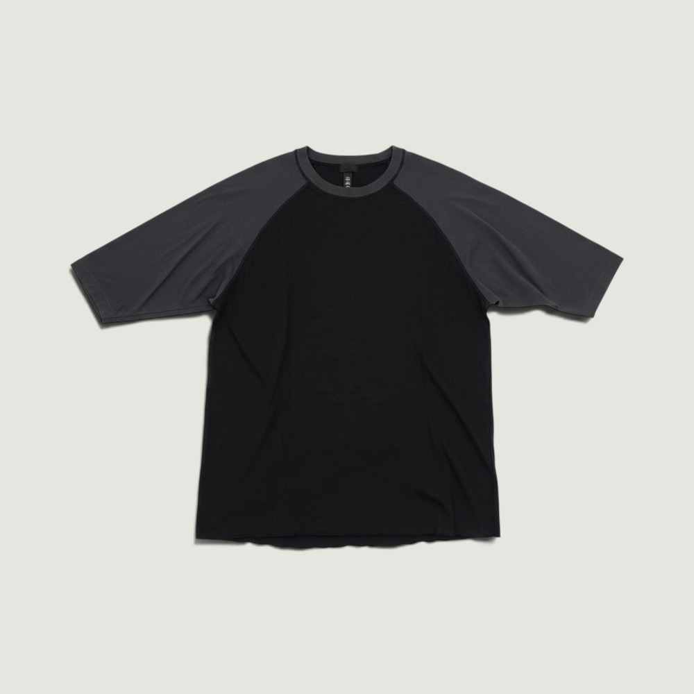 SKIMS Raglan Baseball Long Sleeve Top Onyx Charcoal Large